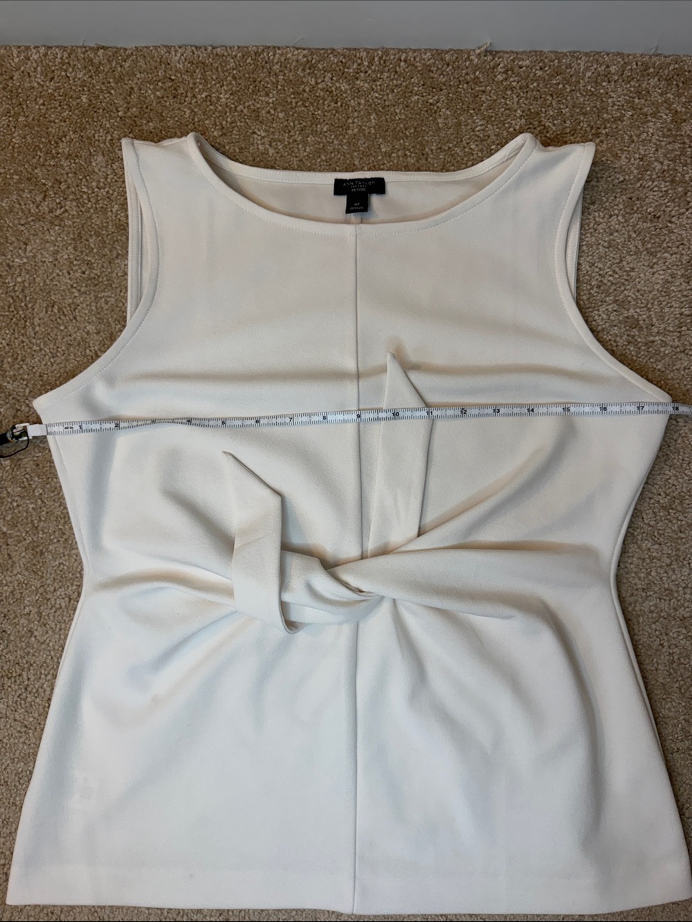 Ann Taylor Cream Sleeveless Tie-Back Tank Top - Picture 4 of 7